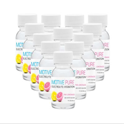 MOTIVE PURE Electrolyte Hydration, Pink Lemonade, 1 oz Mini Bottle, 12-Pack