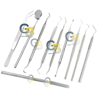 G.S SPATULA DRESSING TWEEZERS DENTAL MOUTH MIRROR CALCULUS TARTAR REMOVER MIXING SET