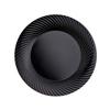 Party Essentials Disposable Plastic Tableware with Swirled Designed Rims, Black, 7" Salad/Dessert Plates, 24-Count