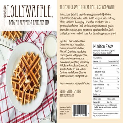LollyWaffle Belgian Waffle Mix, 2 Lbs. (32 ounces) Waffle Mix