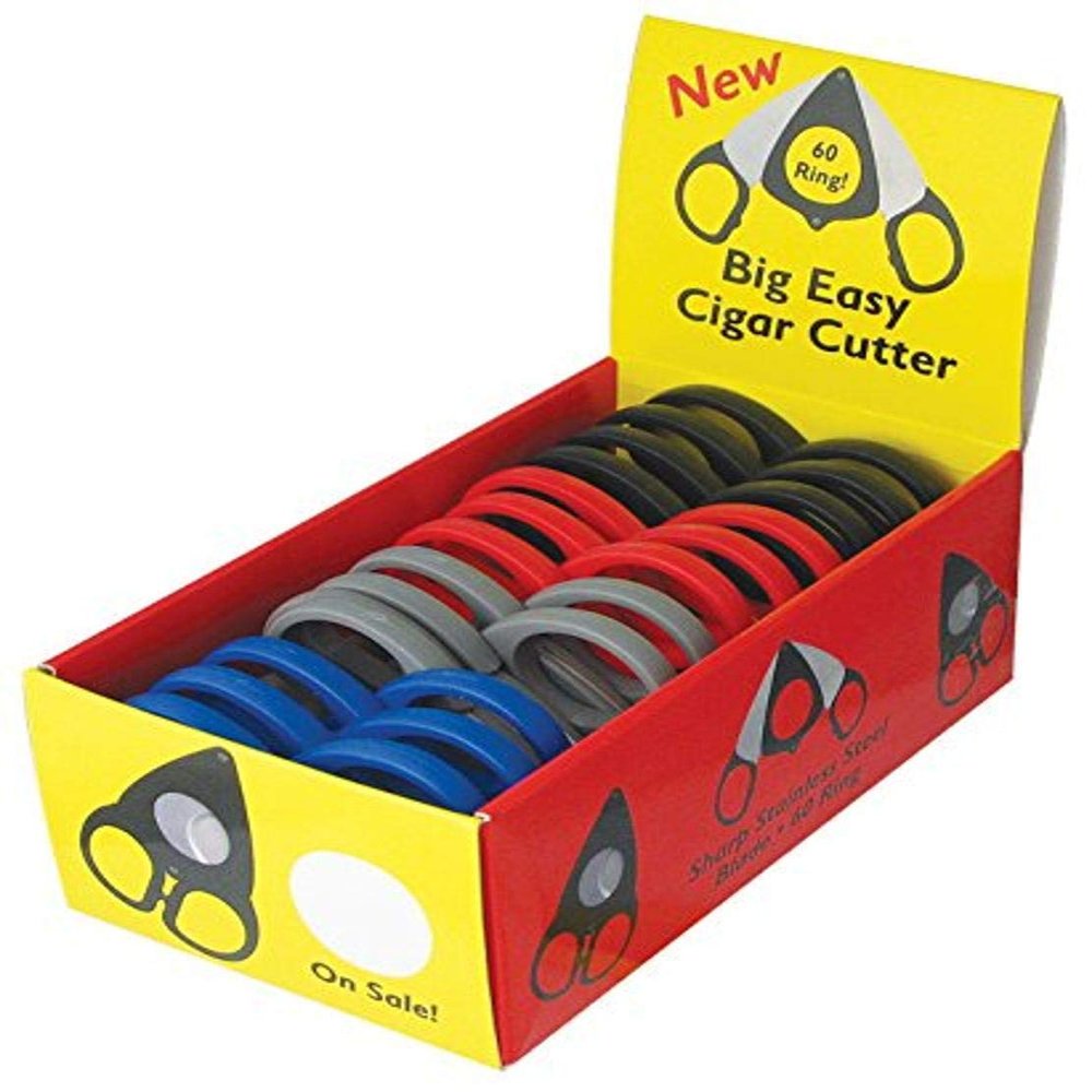 Big Easy Double Blade Cigar Cutters, Assorted Colors (7 Black, 6 Blue, 6 Red, 6 Grey), 25 Per Case