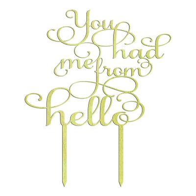 You Had Me From Hello Custom Wooden Cake Topper Personalized Rustic Cake Topper Cake Decoration 5"-6" Inches Wide