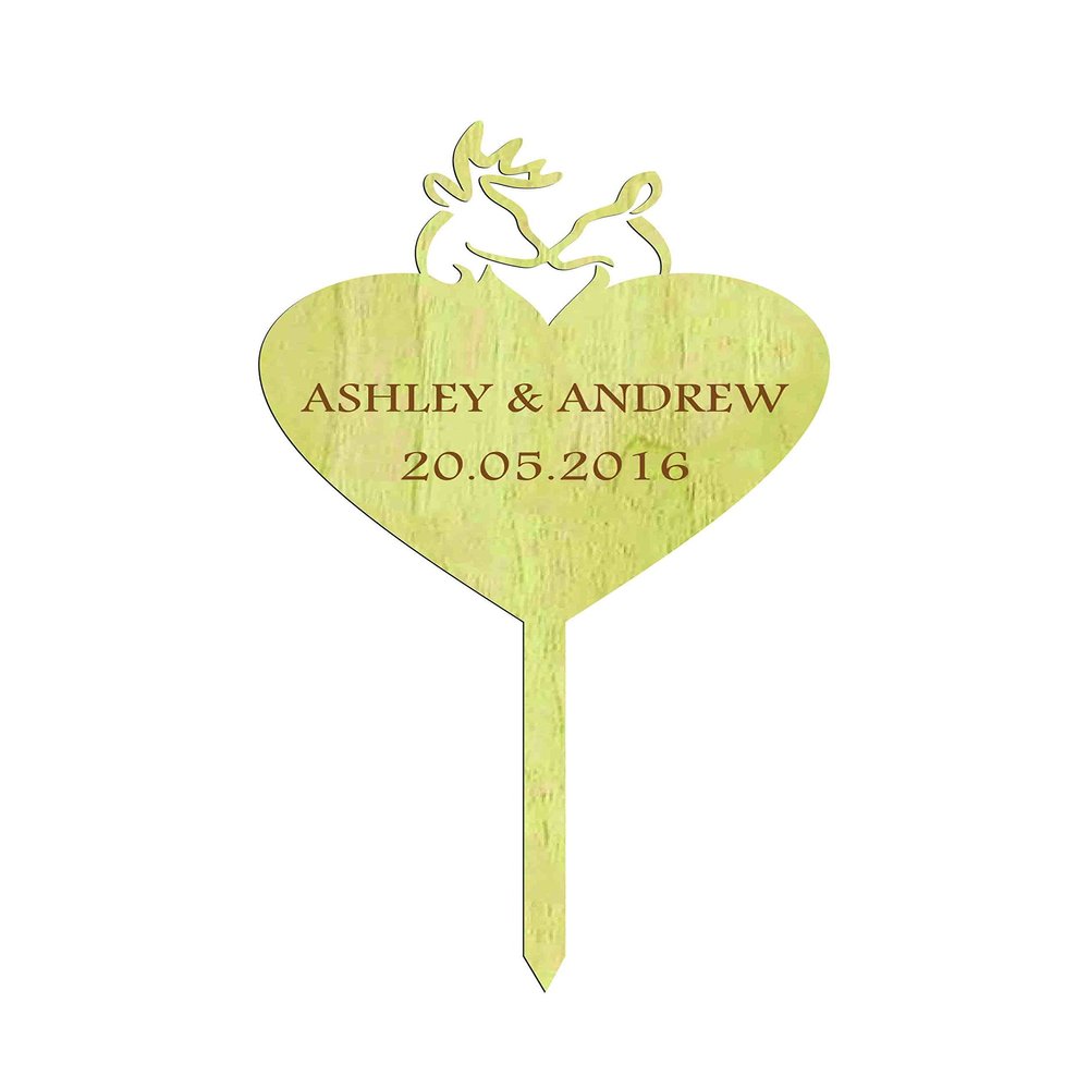 Custom Wedding Cake Topper With Heart Personalized Rustic Wood Engraved Cake Topper Cake Decoration 5" Inches Wide