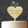 Custom Wedding Cake Topper With Heart Personalized Rustic Wood Engraved Cake Topper Cake Decoration 5" Inches Wide view 3