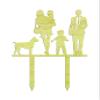 Darling Souvenir Personalized Family Silhouette Cake Topper with Dog Rustic Wooden Cake Topper Cake Decoration 6"-7" Inches Wide view 1