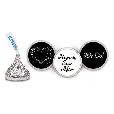 200 Completely Assembled Wedding HERSHEY Kisses - DIY Favors - Dazzle - Black