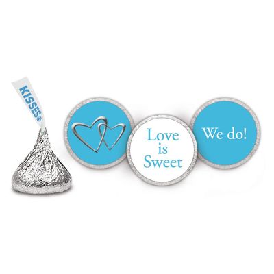 200 Completely Assembled Wedding HERSHEY Kisses - DIY Favors - Locked - Aqua