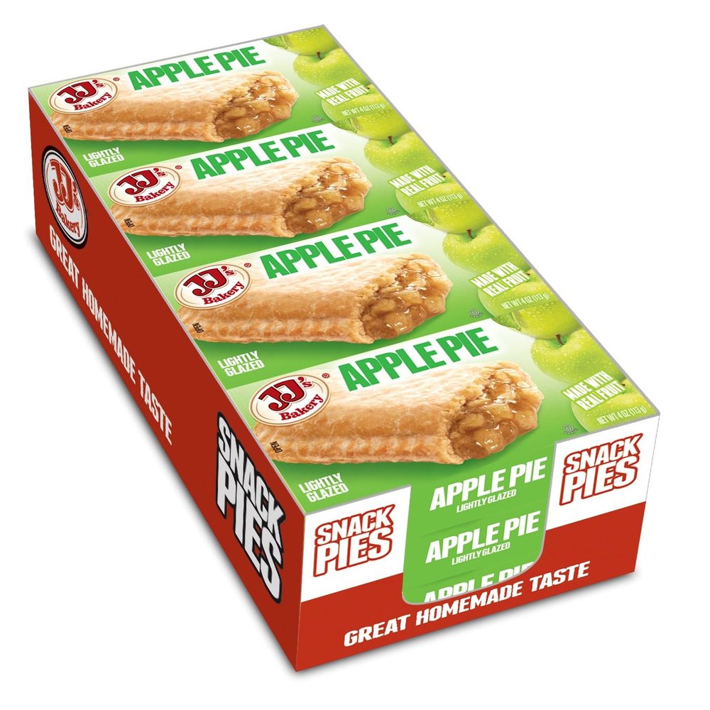 JJ's Bakery Apple Pie Snack Pies, Individual Dessert, Fresh-Baked, Nut-Free, Kosher Parve, 4 Oz Each (Pack of 12)