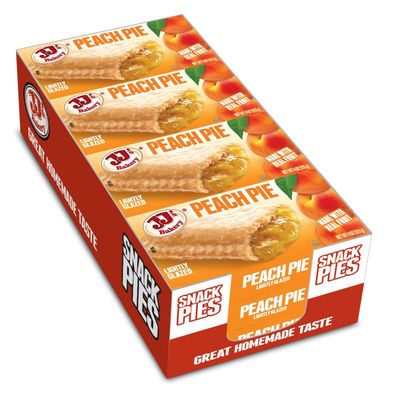 JJ's Bakery Peach Pie Snack Pies, Individual Dessert, Fresh-Baked, Nut-Free, Kosher Parve, 4 Oz Each (Pack of 12)