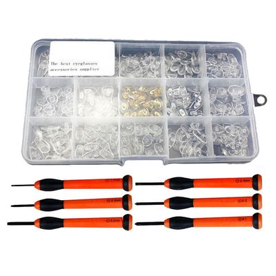 6pcs Precision Screwdrivers with 15 types Eyeglasses Silicone Nose Pads Eyewear Repair Set Kit