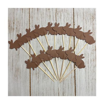 Brown Bunny Cupcake Toppers food picks birthday party easter baby shower decor Set of 24
