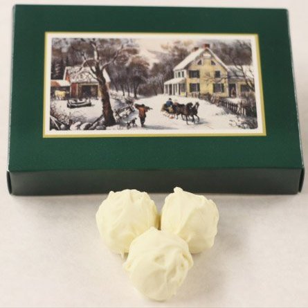 Scott's Cakes White Chocolate Covered Pomegranate Truffles in a 1 Pound Homestead Box