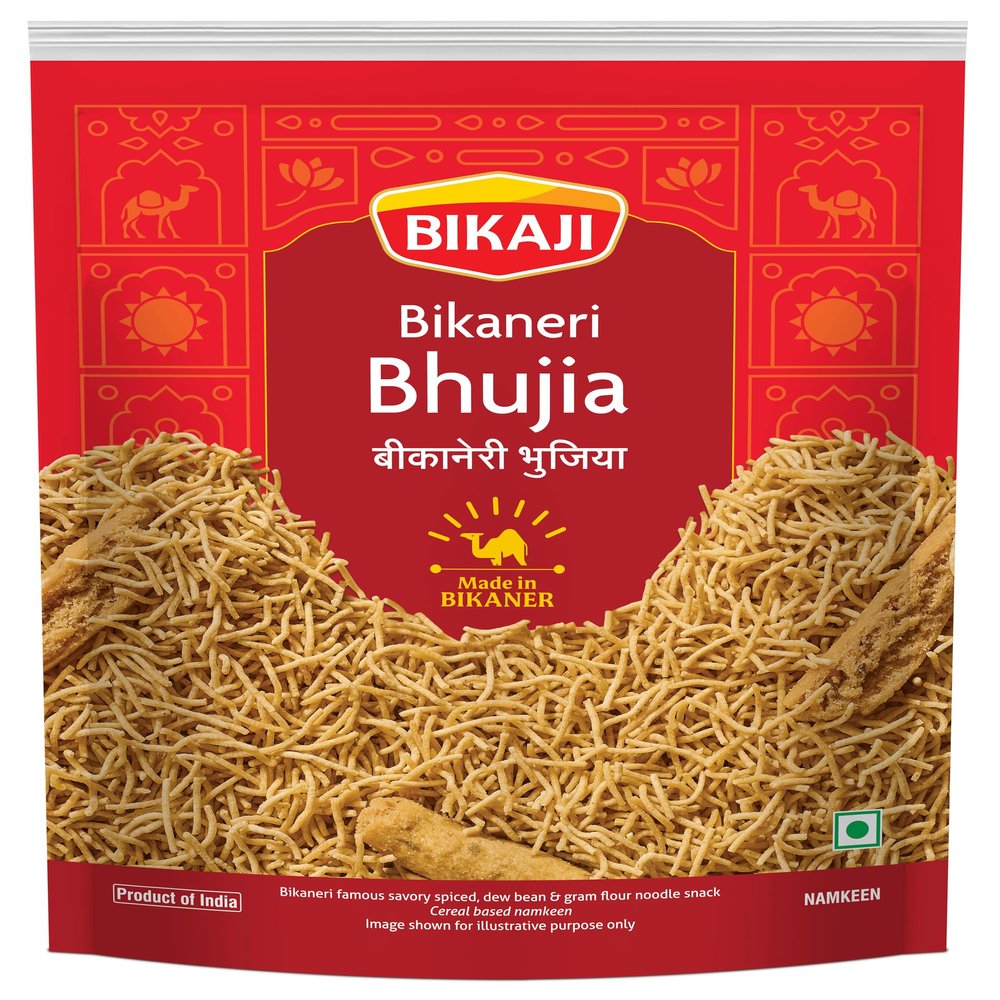 Bikaji Bikaneri Bhujia 1kg (35.27oz) | Authentic Indian Savory Snack | Spicy Dew Bean & Gram Flour Sev Noodles | Traditional Bikaner Recipe | Crunchy Tea-Time Namkeen | Made in India | Vegetarian Snack