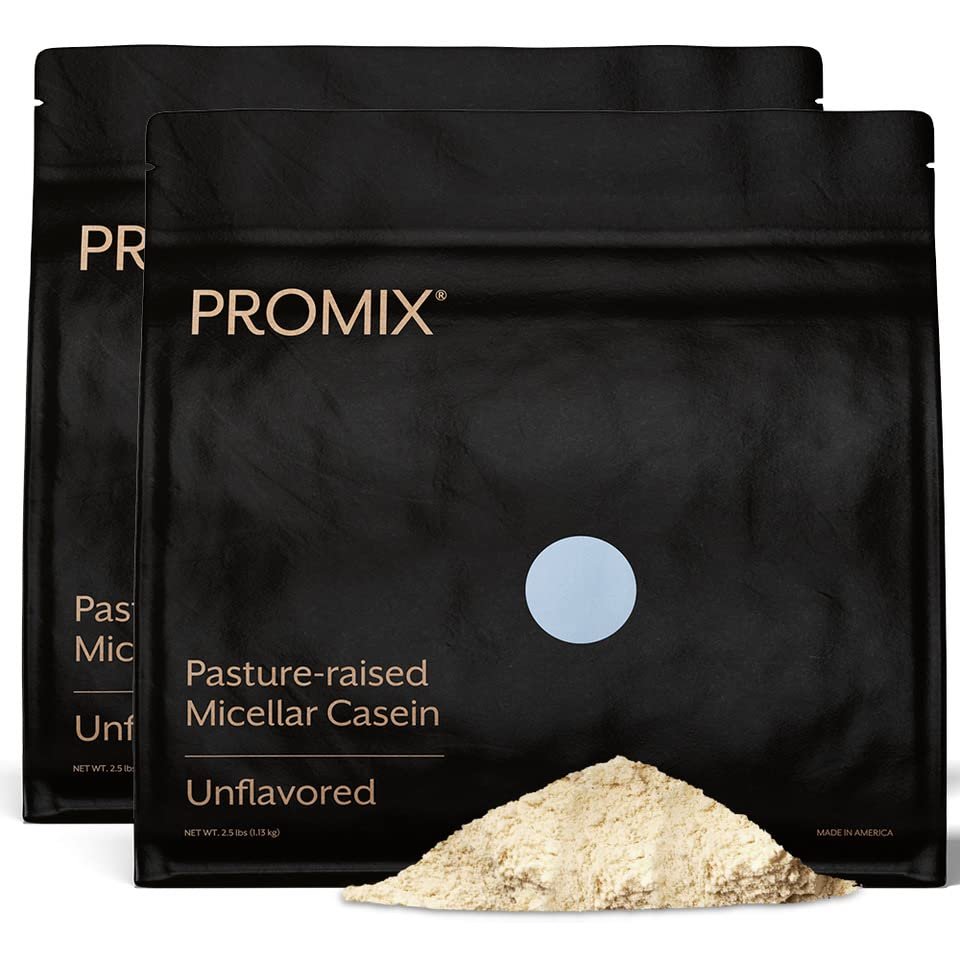 ProMix Nutrition Casein Protein Powder - Grass-Fed, Pasture Raised, Slow Release 25g Micellar Casein - 5.4g BCAAs Gluten Free, Sugar Free, Soy Free - Unflavored, 5lb