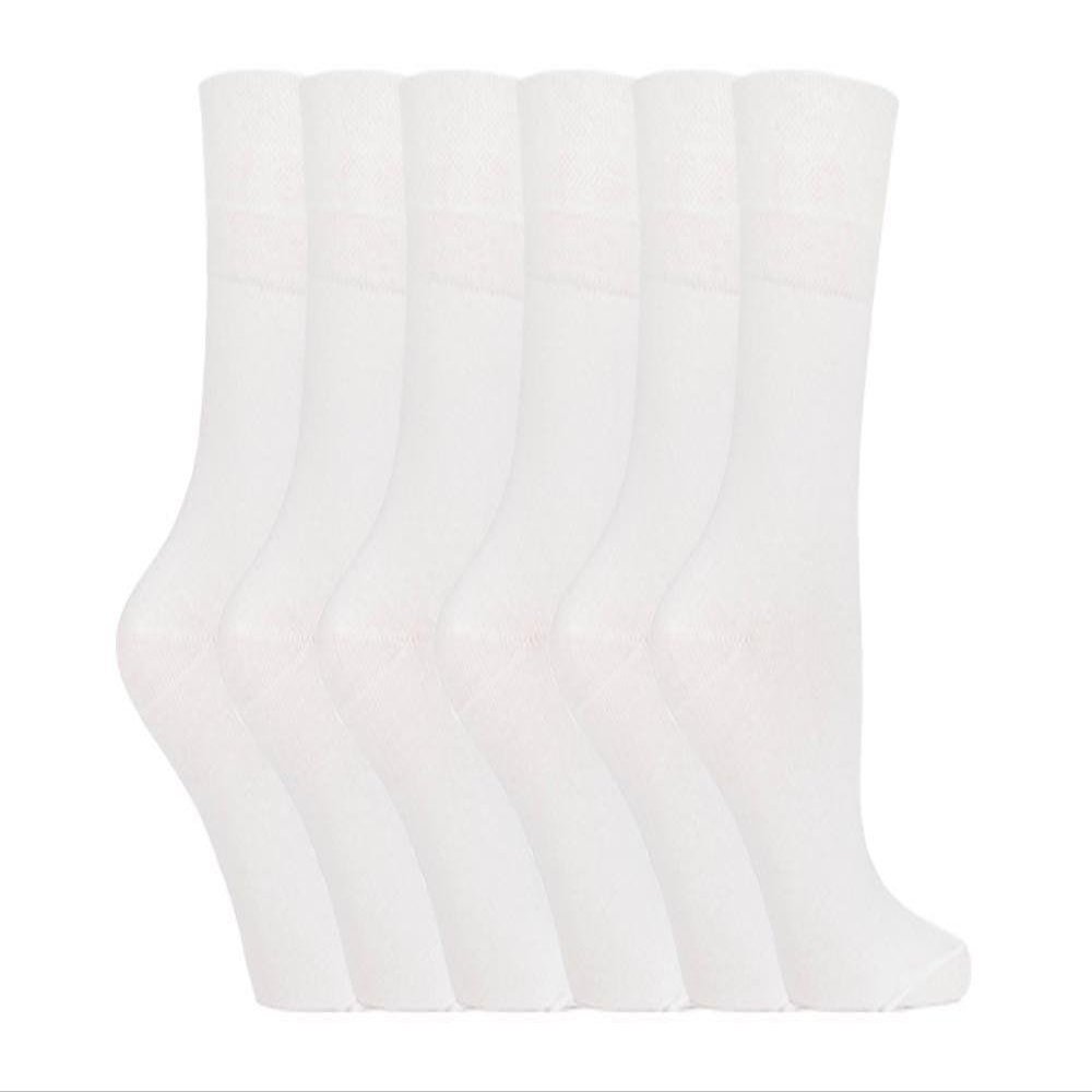 Gentle Grip - 6 Pack of Ladies Diabetic Socks -5-9 us (White)