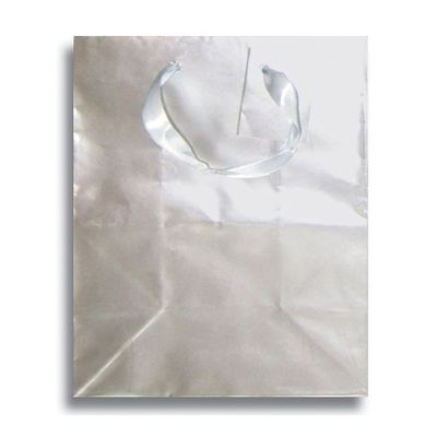12 x 5" Small Metallic Matte Jewelry Party Supplies Favor Gift Bags w/Handle (Silver)