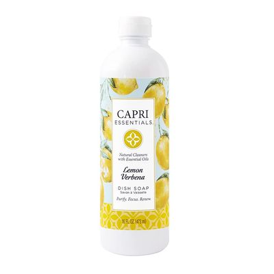 CAPRI ESSENTIALS Dish Soap Liquid, Natural Household Cleaning Supplies, Plant Based Aromatic Dish Detergent, Blend of Essential Oils with Tea Tree, Rosemary & Cedarwood, Lemon Verbena, 16 FL Oz