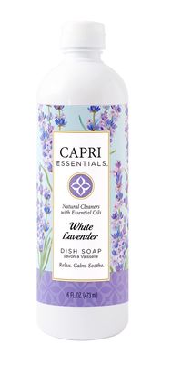 CAPRI ESSENTIALS Dish Soap Liquid, Natural Household Cleaning Supplies, Plant Based Aromatic Dish Detergent, Blend of Essential Oils with Juniper & Chamomile, White Lavender, 16 FL Oz
