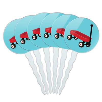 Set of 6 Cupcake Picks Toppers Decoration Places and Things - Little Red Wagon