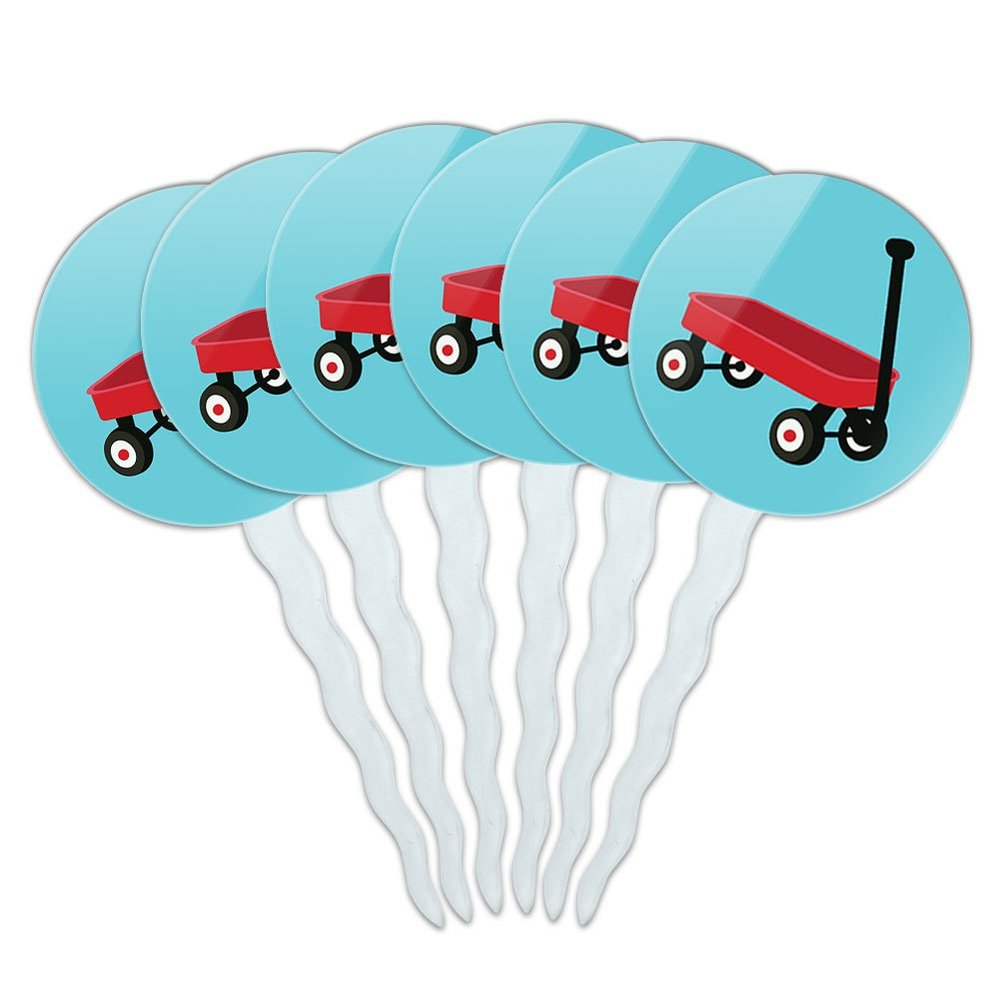 Set of 6 Cupcake Picks Toppers Decoration Places and Things - Little Red Wagon