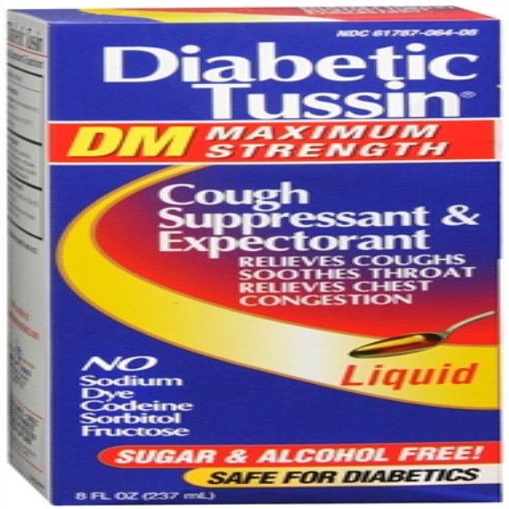 Diabetic Tussin DM Cough Suppressant/Expectorant Maximum Strength 8 oz (Pack of 9)