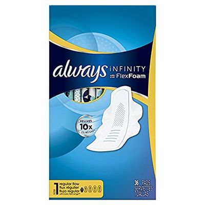 Always Infinity Maxi Pads Flexi-Wings Regular Flow 36 Each (Pack of 5)