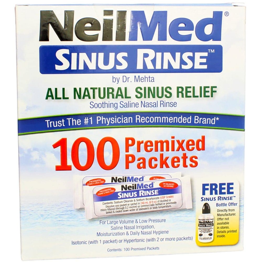 NeilMed Sinus Rinse All Natural Relief Premixed Refill Packets 100 Each (Pack of 3)