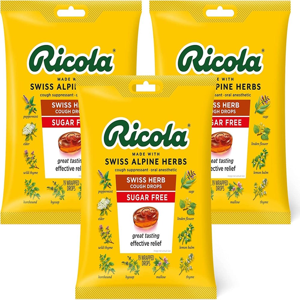 Ricola Sugar Free Original Swiss Herb Cough Drops, 19Count (Pack of 3)
