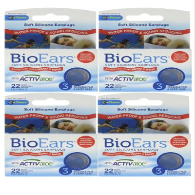 BioEars Soft Silicone Earplugs 3 Pairs (Pack of 4)