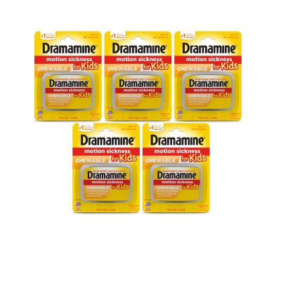 Dramamine for Kids Chewable Tablets, Grape Flavor 8 ea (Pack of 5)