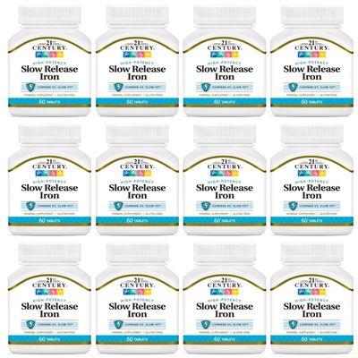 21st Century Slow Release Iron Tablets 60 ea (Pack of 12) - Packaging May Vary