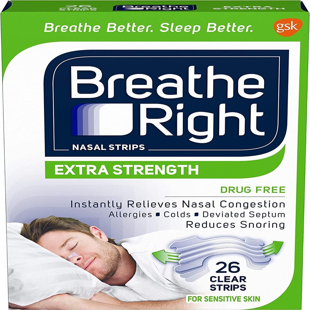 Breathe Right Nasal Strips, Extra Clear for Sensitive Skin 26 ea (Pack of 8)