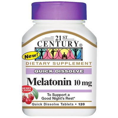 21st Century Quick Dissolve Melatonin 10mg, Cherry 120 ea (Pack of 12)