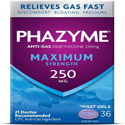 Phazyme Maximum Strength Gas & Bloating Relief, Works in Minutes, 36 Fast Gels (Pack of 12)