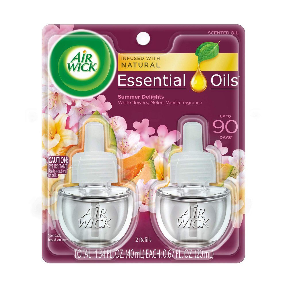 Air Wick Scented Oil Twin Refill Life Scents Summer Delights (White Flowers/Melon/Vanilla) (2X.67) Oz. (Pack of 10)