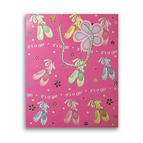 12 x 9" Medium Metallic Foil Color Party Bags Supplies Favor Gift Bags w/Handle (Baby Girl Ballet)
