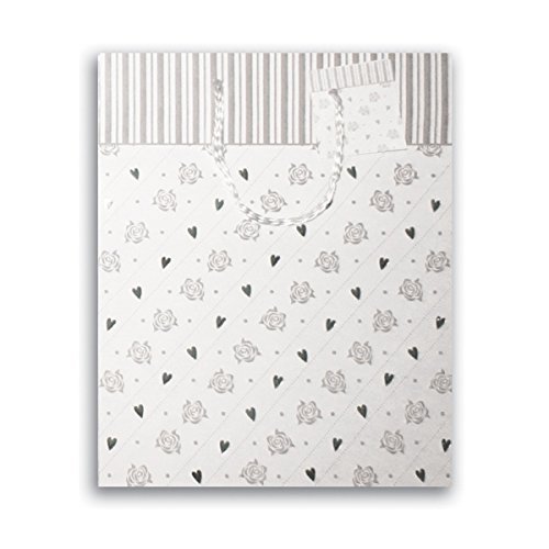 12 x 13" Large Metallic Foil Color Party Bags Supplies Favor Gift Bags w/Handle (Hearts & Flowers)