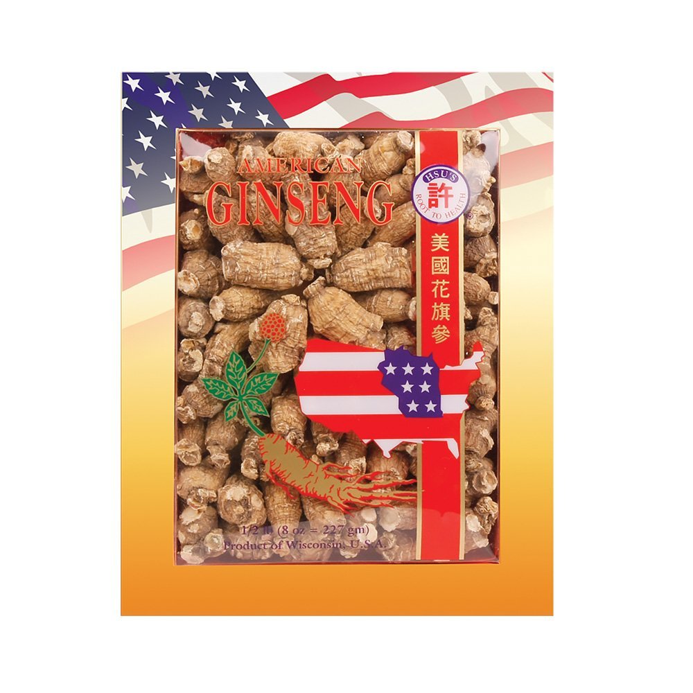 Hsu's SKU 0113-8 Short Medium Small American Ginseng Roots Premium Whole Roots - Medium Small 8oz Box