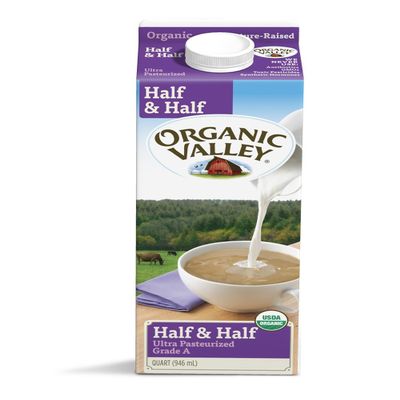 Organic Valley, Half & Half, Ultra Pasteurized, Organic, Quart, 32 oz