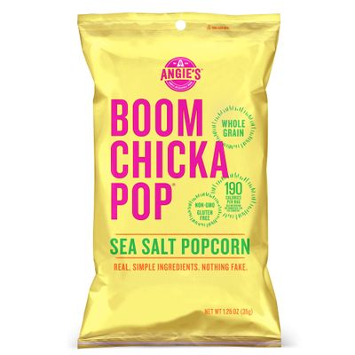 Angie's BOOMCHICKAPOP Sea Salt Popcorn, 1.25 oz. Individual Bag (Pack of 12)