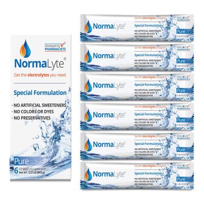 NormaLyte Pure Oral Rehydration Salts (ORS), Electrolytes for The Management of POTS - WHO Formula Powder Packets - 6 Count Hydration Sticks - FSA Eligible - Clinically Studied