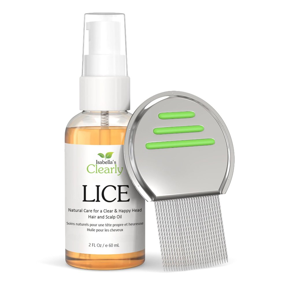Isabella's Clearly LICE Essential Oil Blend for Hair and Scalp | Natural Care for a Clear and Happy Head with Rosemary, Tea Tree, Cedarwood | No Toxins or Chemicals | Metal Nit Comb Included
