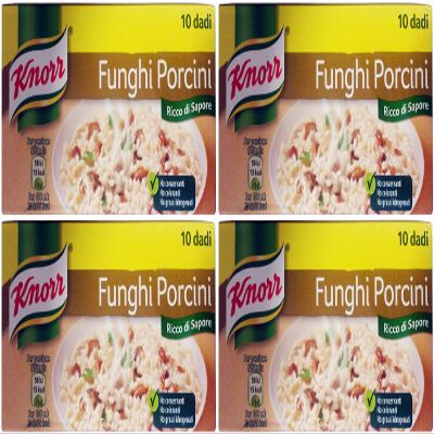 Knorr: "Funghi Porcini" Bouillon Cubes, Porcini Mushrooms Taste * Pack of 4 10-Cubes Boxes, 10g Each Cube * [ Italian Import ]