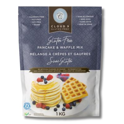 Cloud 9 Gluten Free Pancake Mix, Waffle Mix, Light & Fluffy, Easy-to-Make Pancakes and Waffles, Versatile Gluten Free Baking (1 KG), Vegan & Kosher