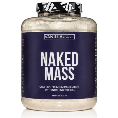 NAKED Vanilla Mass - All Natural Vanilla Weight Gainer Protein Powder - 8lb Bulk, GMO Free, Gluten Free & Soy Free, No Artificial Ingredients - 1,260 Calories - 11 Servings