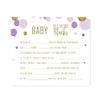 Andaz Press Lavender Gold Glitter Girl Baby Shower Party Collection, Games, Activities, Decorations, Baby Fill in the Blanks Cards, 20-pack view 1