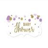 Andaz Press Lavender Purple Gold Glitter Girl Baby Shower Party Collection, Fancy Frame Label Stickers, 36-Pack view 1
