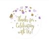 Andaz Press Lavender Gold Glitter Girl Baby Shower Party Collection, Round Circle Label Stickers, Thank You for Celebrating with US, 40-Pack view 1