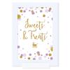 Andaz Press Lavender Gold Glitter Girl Baby Shower Party Collection, Framed Party Sign, Sweets & Treats Table Signage, 4x6-inch, 1-Pack, Includes Frame view 1
