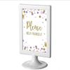 Andaz Press Lavender Gold Glitter Girl Baby Shower Party Collection, Framed Party Sign, Please Help Yourself Table Signage, 4x6-inch, 1-Pack, Includes Frame view 1